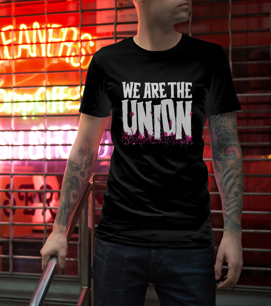 WE ARE THE UNION Music Band Text With Pink Flower T-Shirt