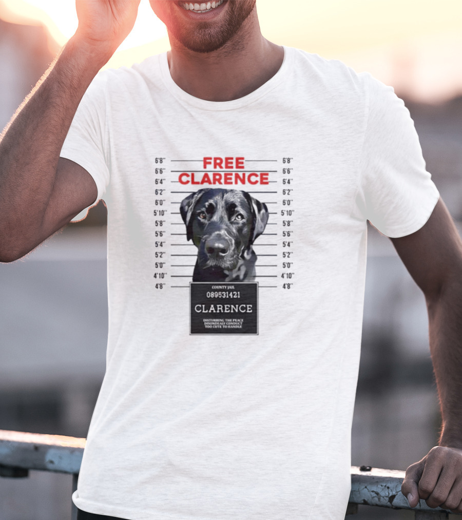 Jimmy And Clarence Free Clarence Mugshot Dog Lineup T-Shirt