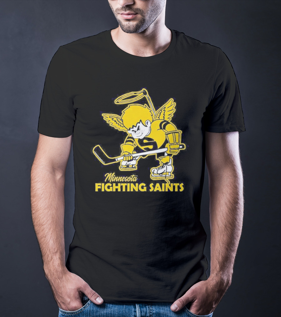 Minnesota Fighting Saints Hockey Mascot Vintage T-Shirt