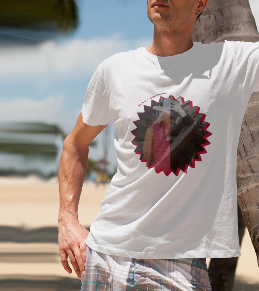 Barbie Oppenheimer Half Pink Half Black Starburst T-Shirt