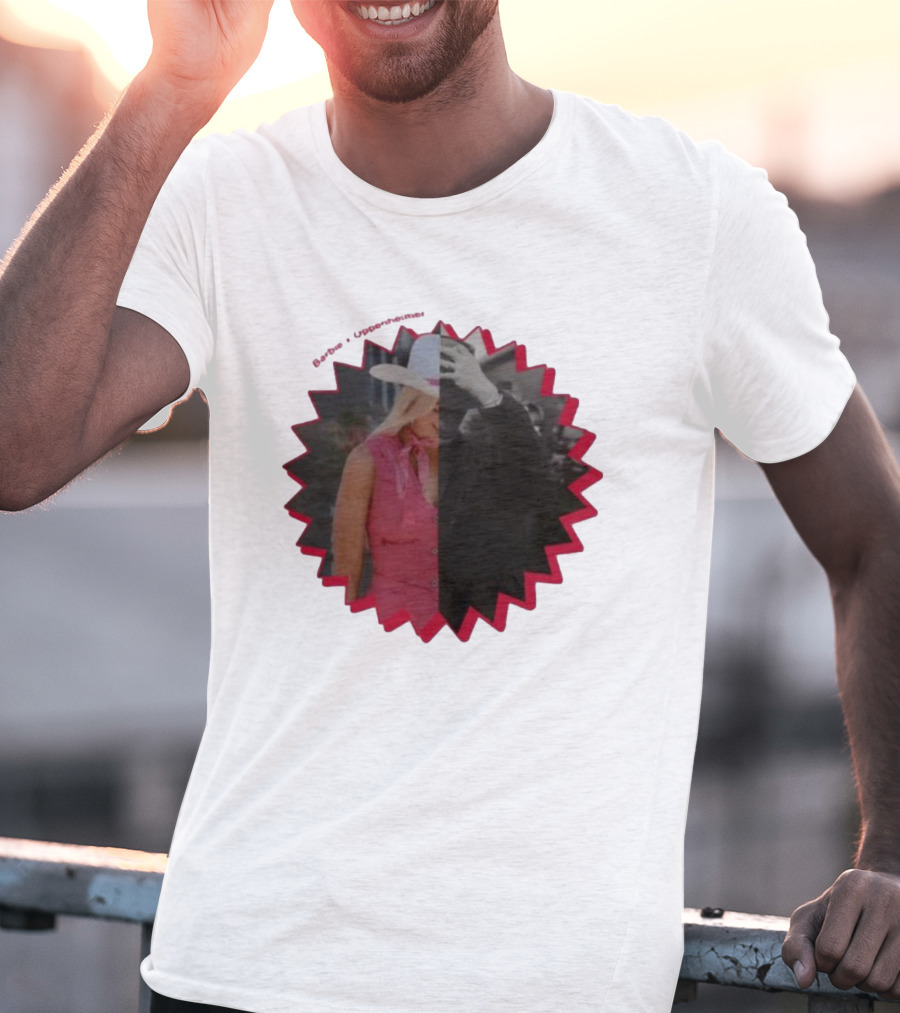 Barbie Oppenheimer Half Pink Half Black Starburst T-Shirt