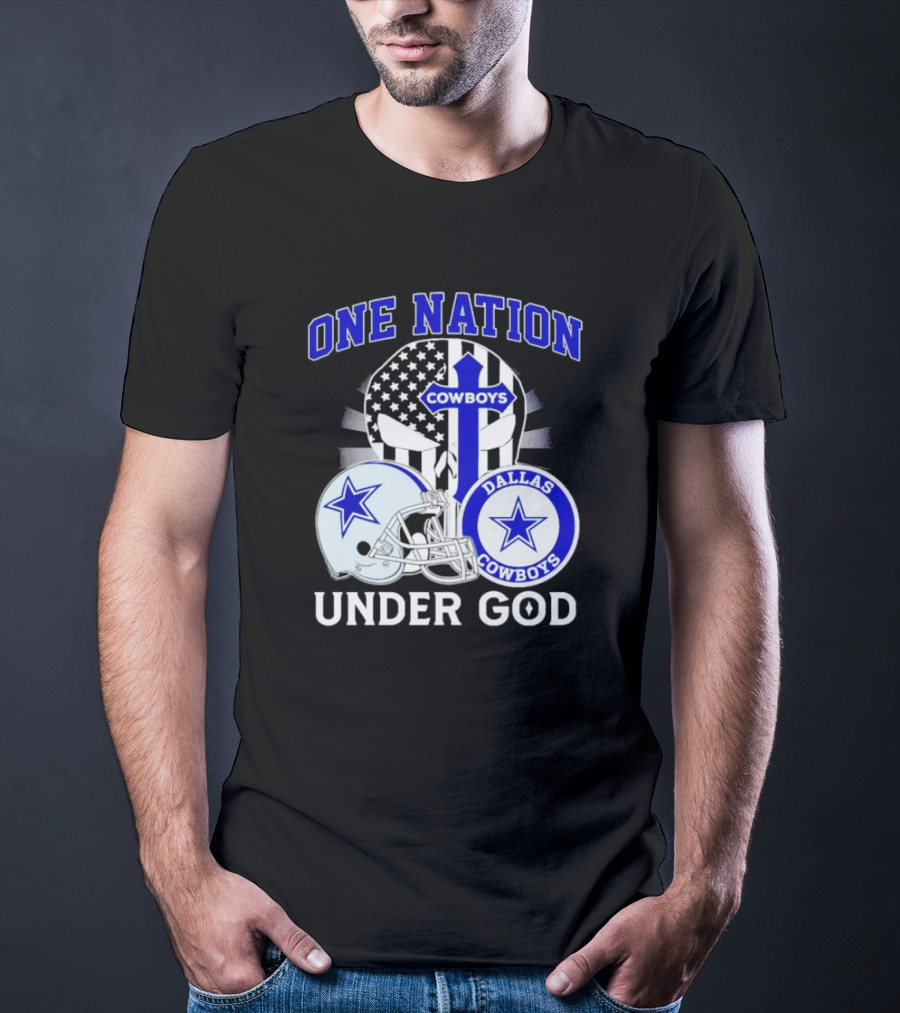 Dallas Cowboys One Nation Under God American Flag Football Helmet Star T-Shirt
