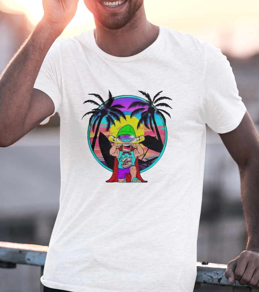 OGblob18 Beach Adventure Tropical Vibes Sunset Scene T-Shirt