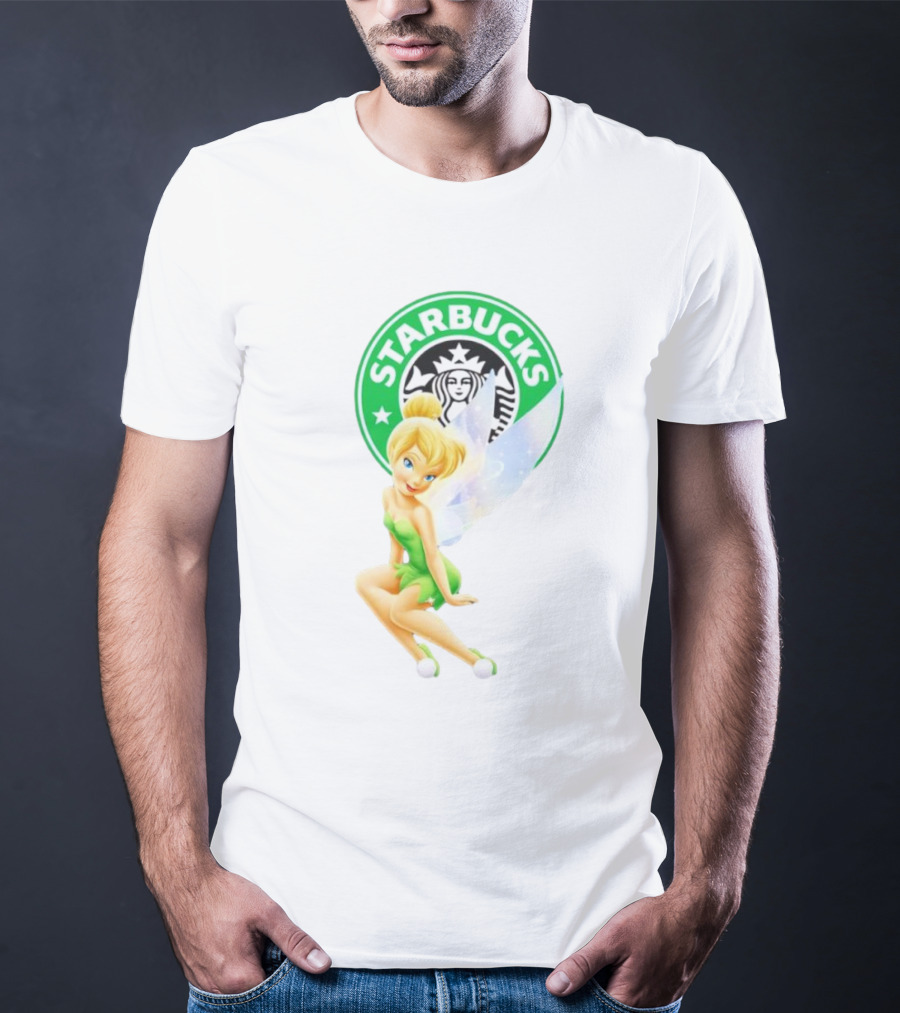 Starbucks Coffee Logo Featuring Tinker Bell Character T-Shirt