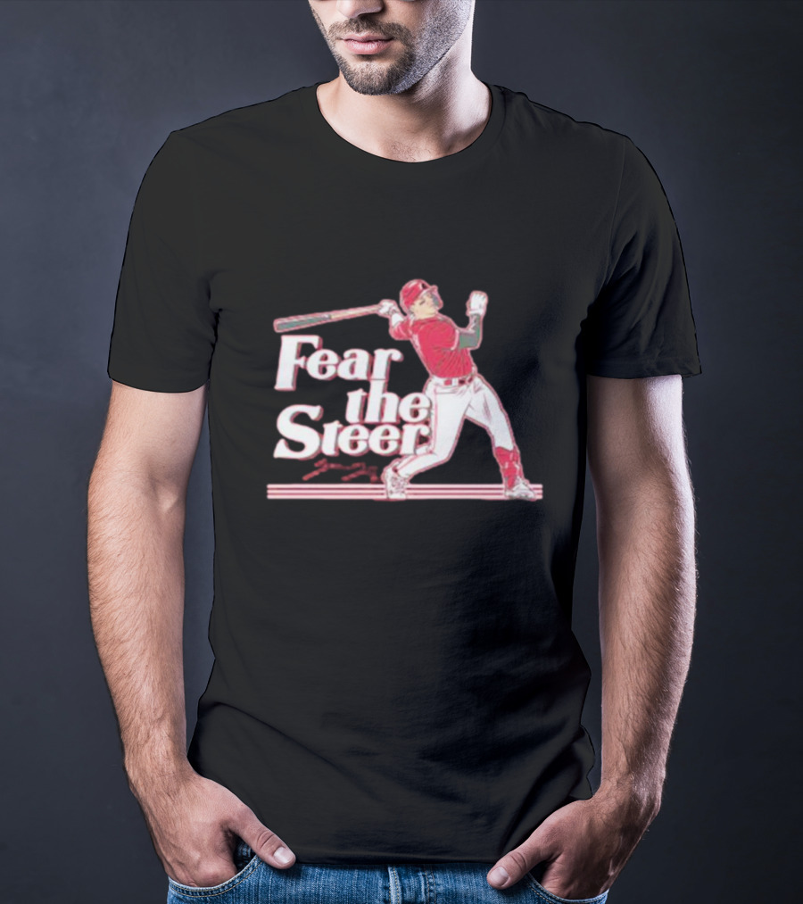 Spencer Steer Fear The Steer Signature Baseball Player T-Shirt