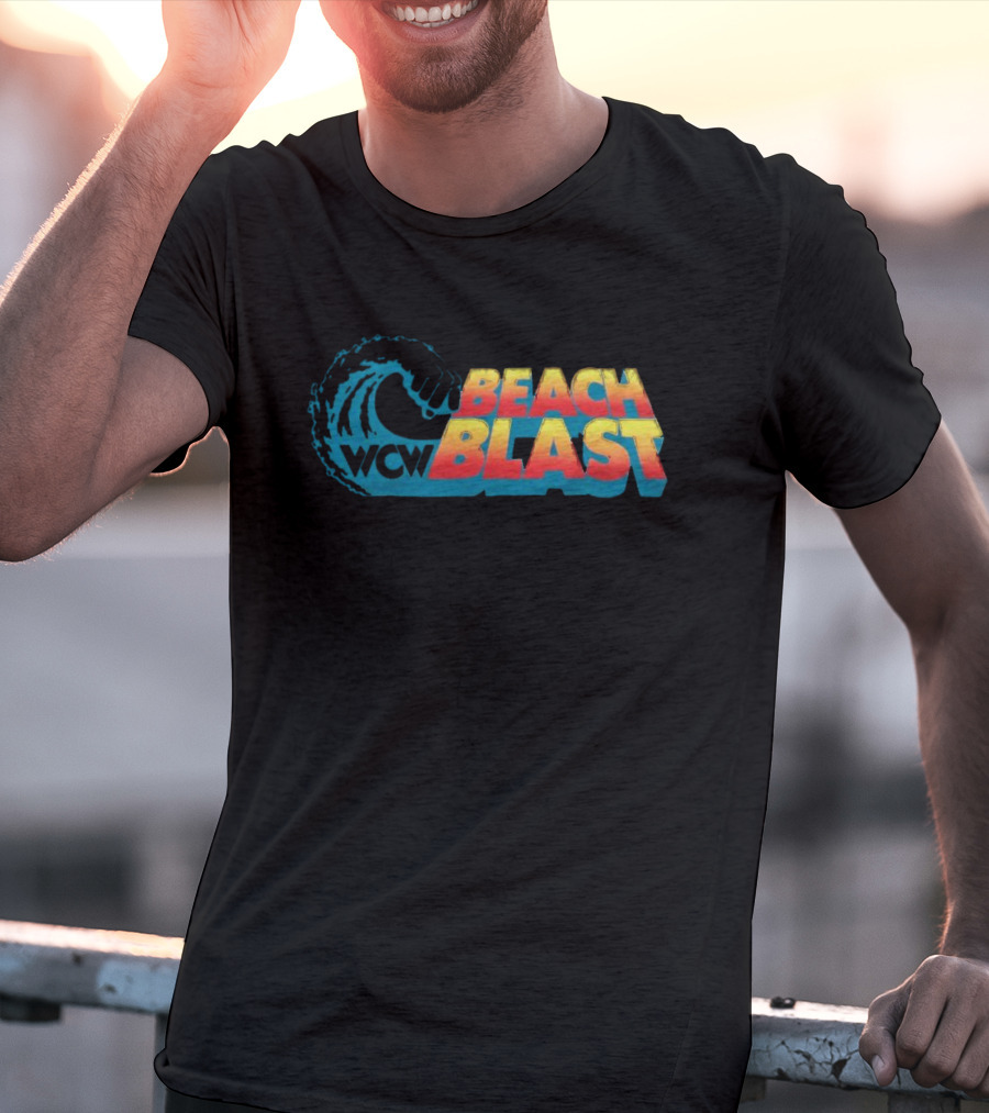 WCW Beach Blast Vintage Wrestling Event Logo Retro Wave T-Shirt