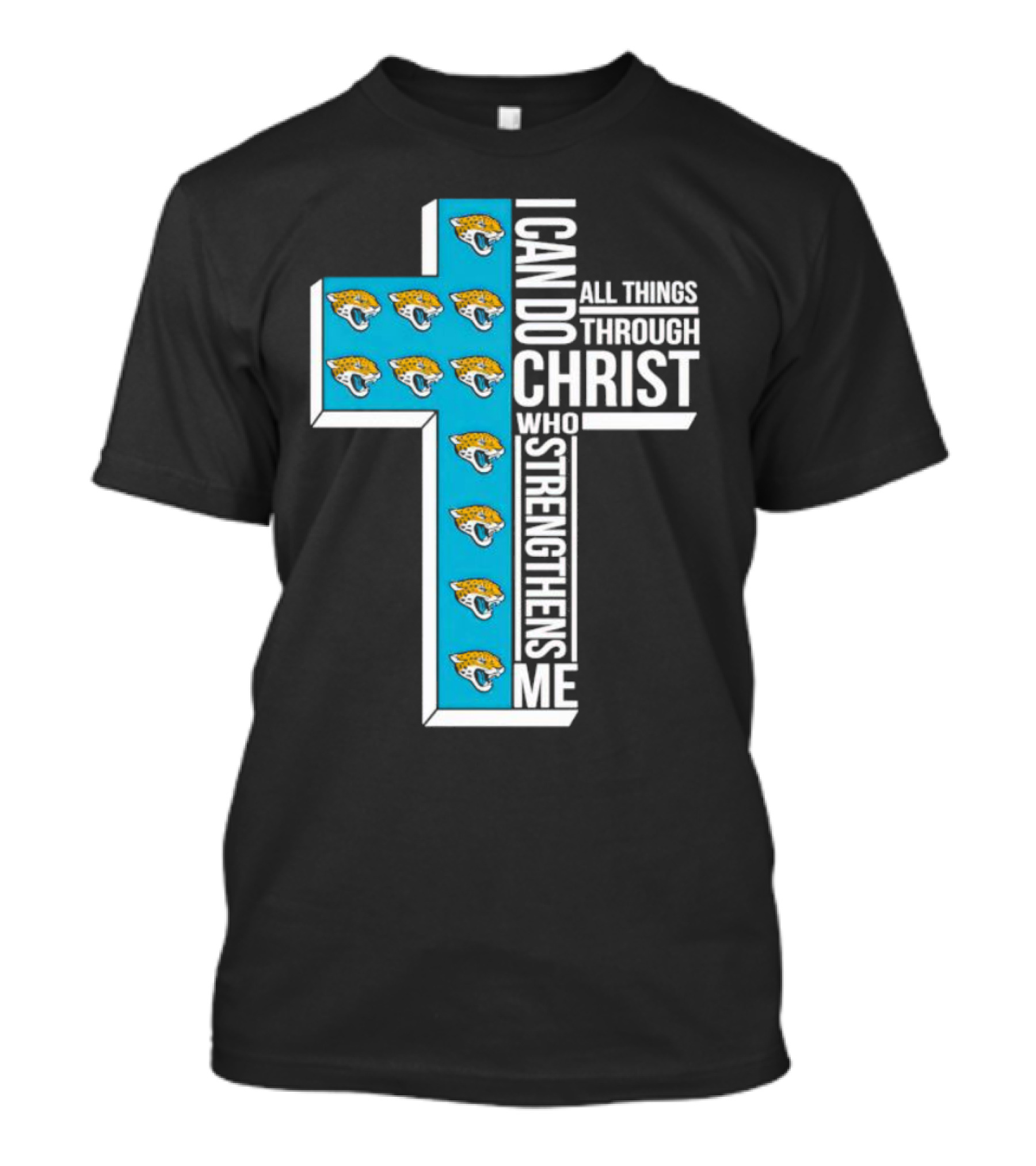 Jacksonville Jaguars Faithful Strength In Christ Cross With Team T-Shirt