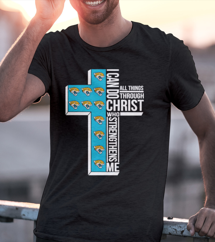 Jacksonville Jaguars Faithful Strength In Christ Cross With Team T-Shirt