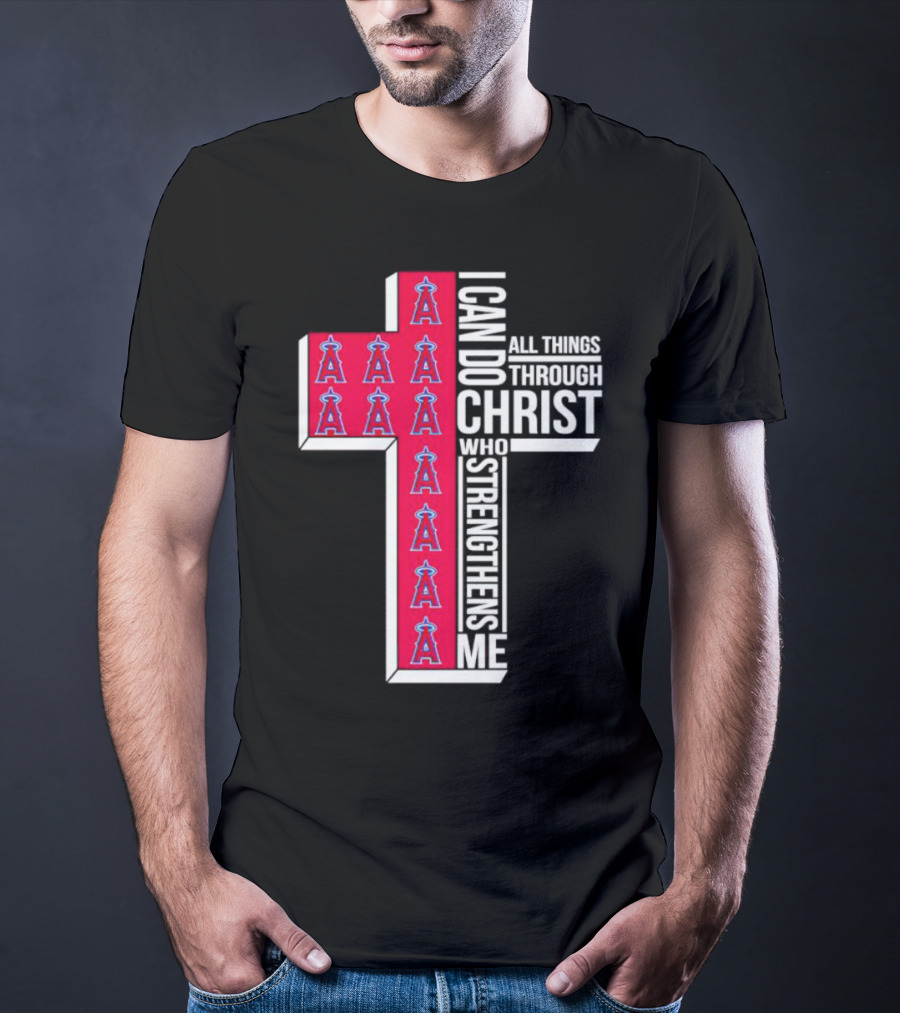 Los Angeles Angels I Can Do All Things Through Christ Who Strengthens Me Cross T-Shirt