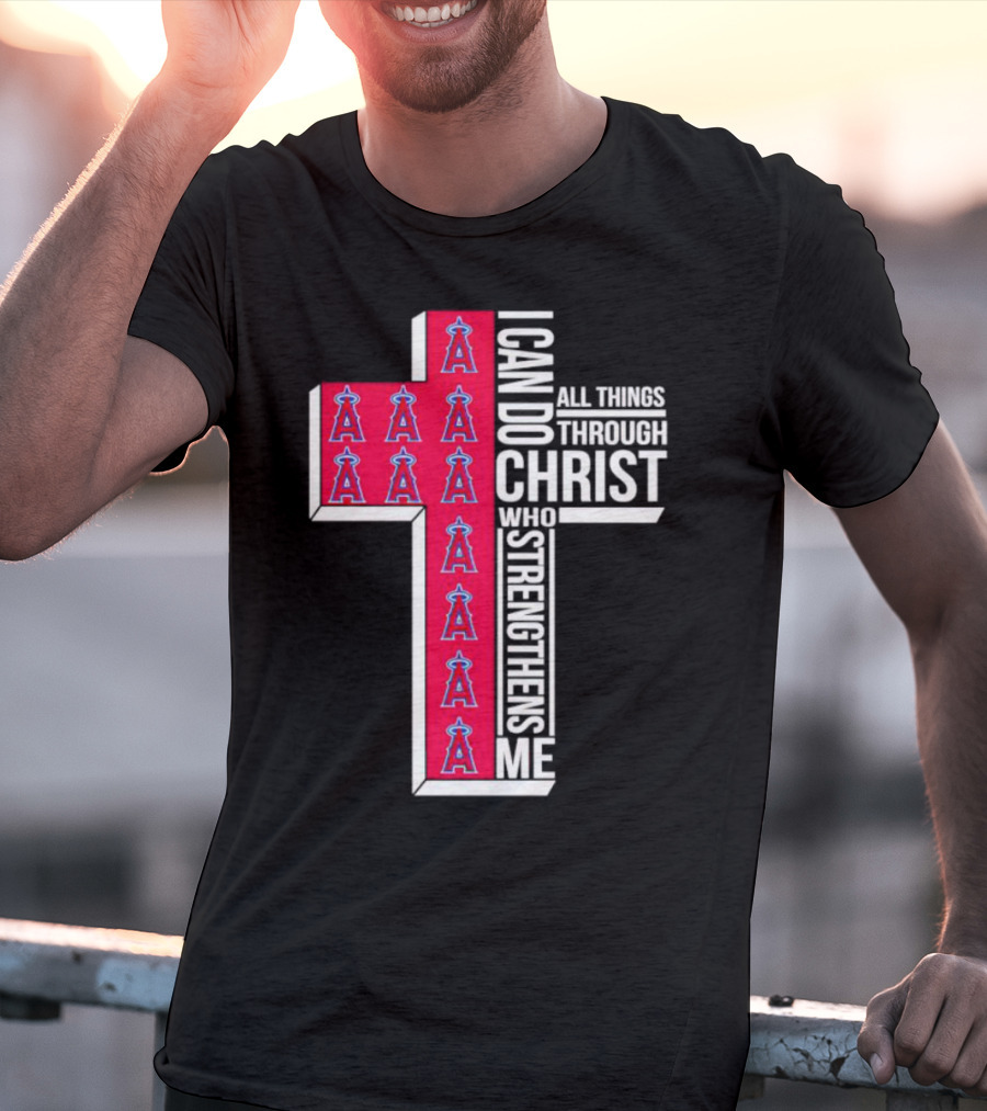 Los Angeles Angels I Can Do All Things Through Christ Who Strengthens Me Cross T-Shirt