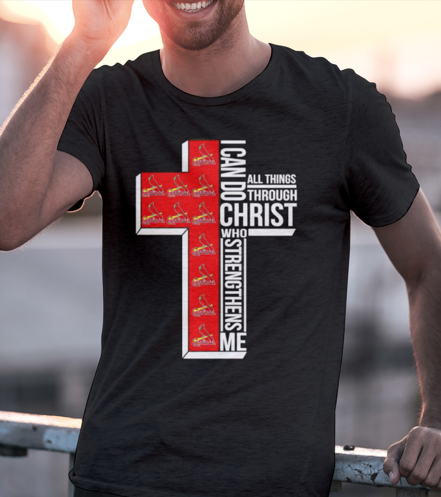St. Louis Cardinals I Can Do All Things Through Christ Who Strengthens Me Cross T-Shirt