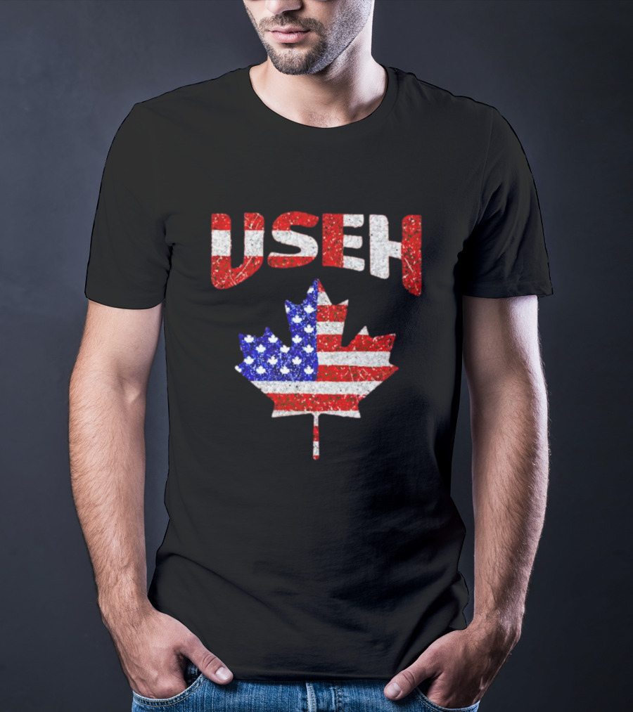USEH Leaf Canadian American Flag T-Shirt