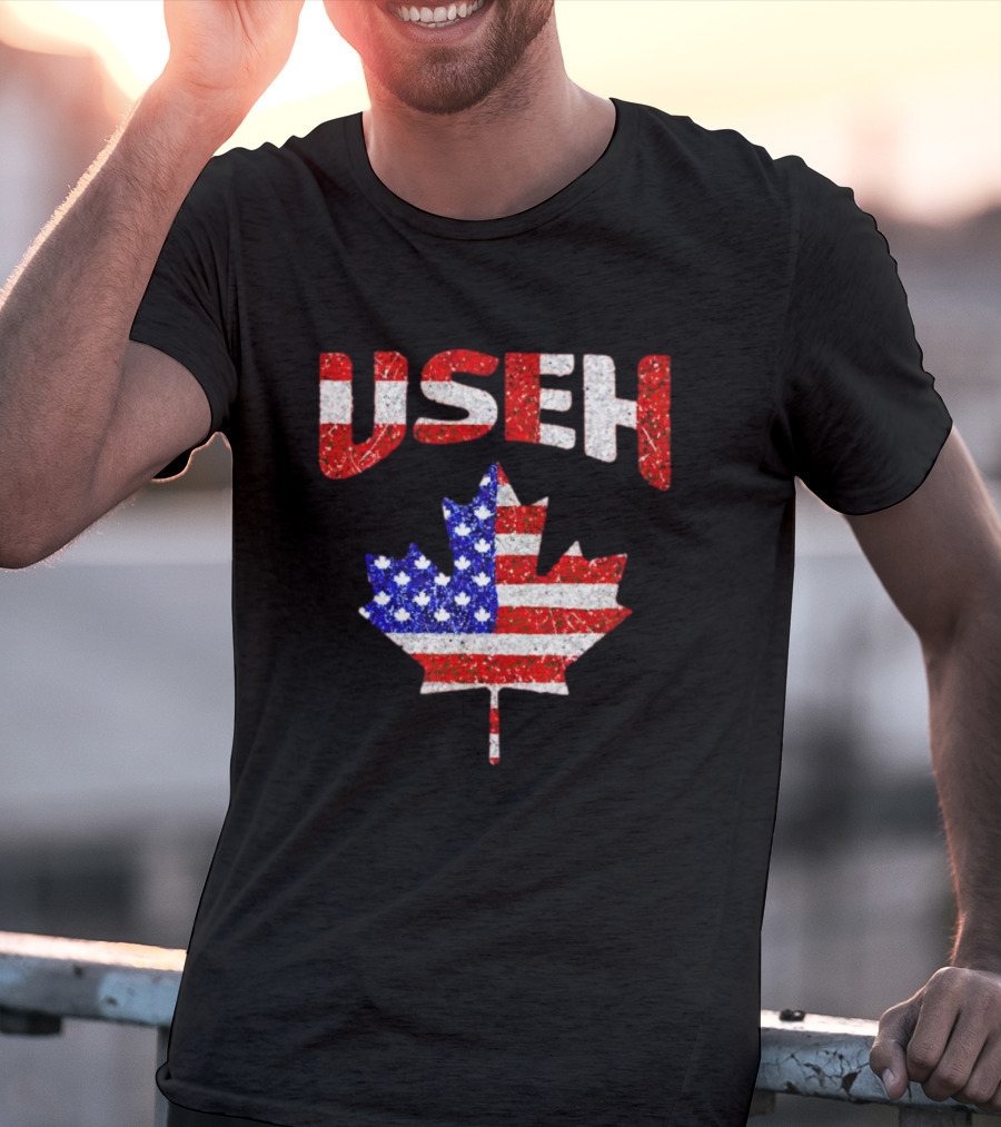 USEH Leaf Canadian American Flag T-Shirt