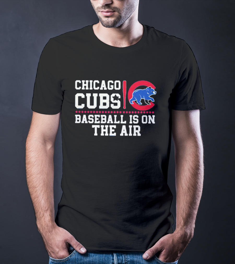 Chicago Cubs Baseball Is On The Air Blue Bear Emblem T-Shirt