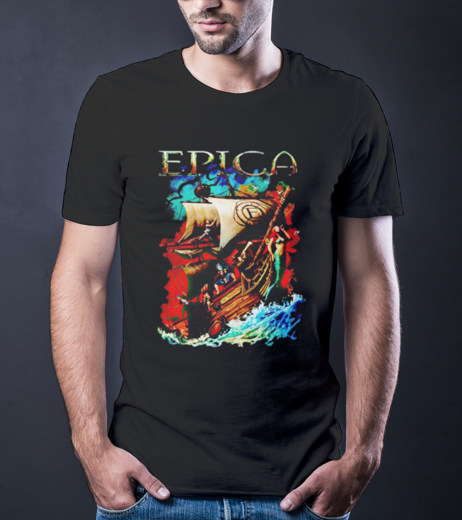 EPICA Pirate Ship Adventure With Mythical Creatures And Ocean Waves T-Shirt