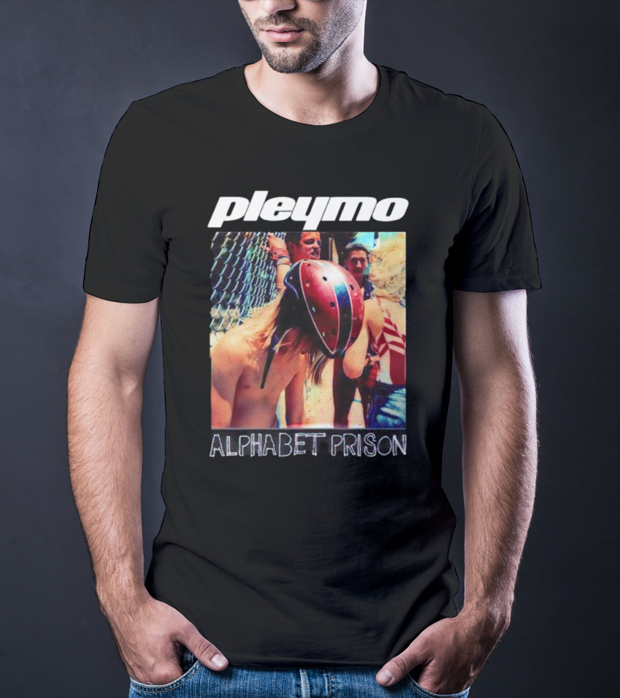 Pleymo Alphabet Prison Helmeted Figure By Fence T-Shirt