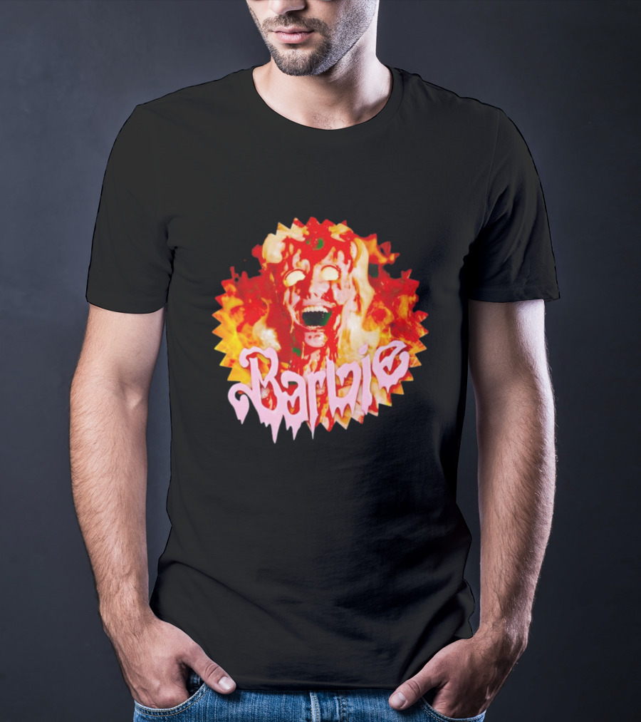 Barbenheimer Barbie Horror Flames T-Shirt