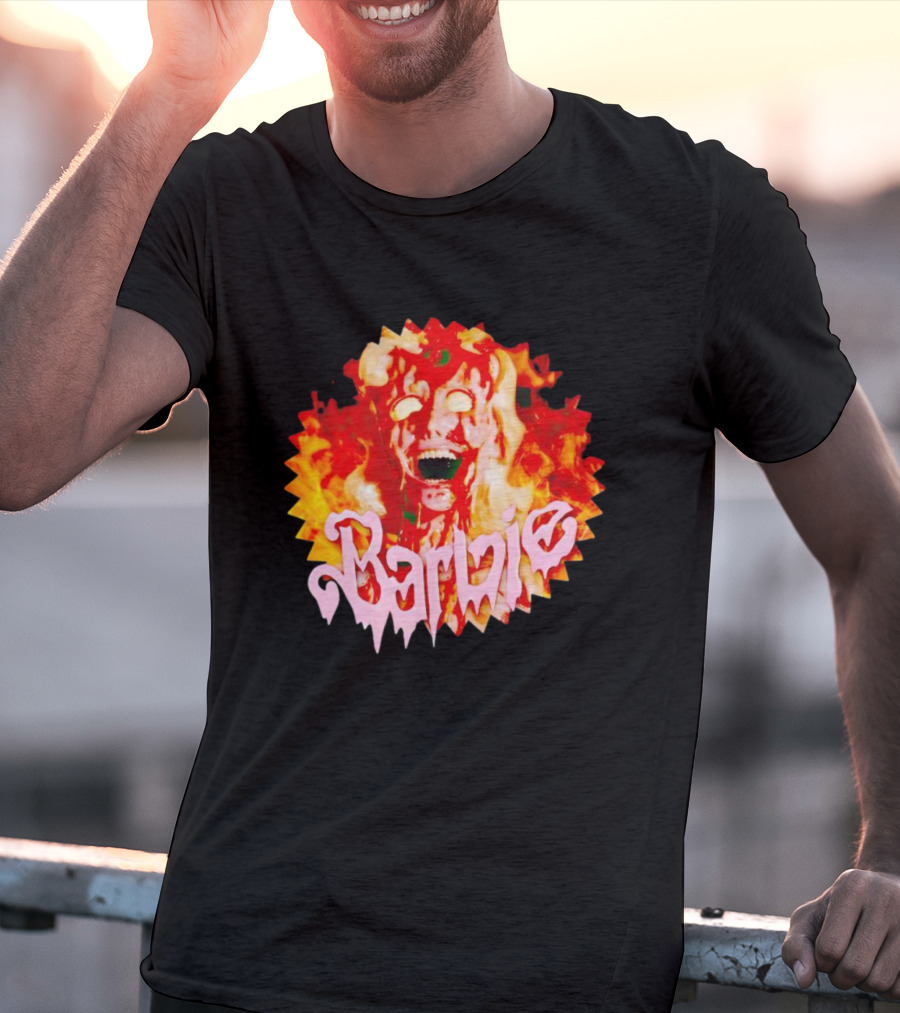 Barbenheimer Barbie Horror Flames T-Shirt