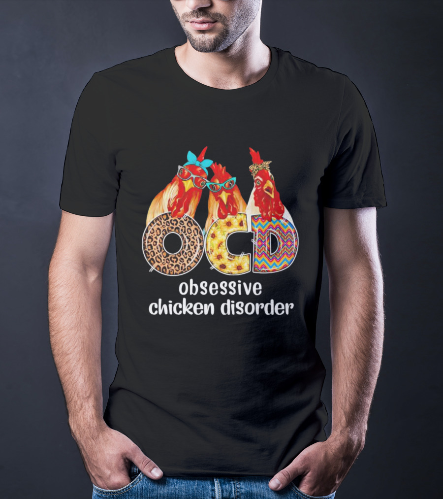 OCD Obsessive Chicken Disorder Funny Colorful Chickens With Glasses And Accessories T-Shirt