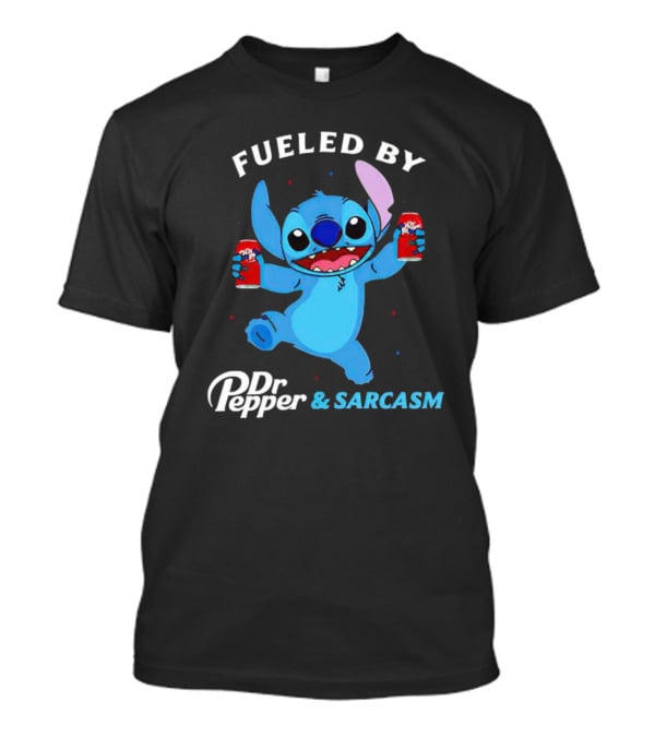 Fueled By Dr Pepper And Sarcasm Stitch Holding Cans T-Shirt