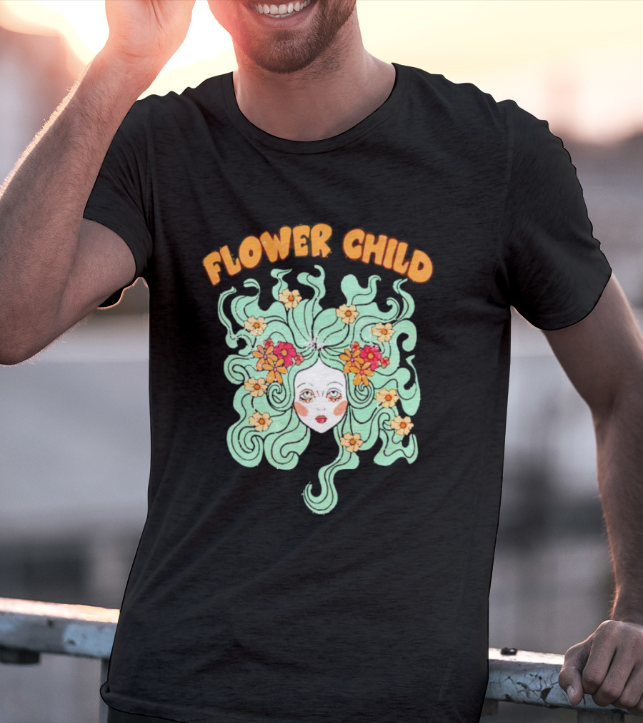 Flower Child Feminist Groovy Floral Goddess Hair T-Shirt
