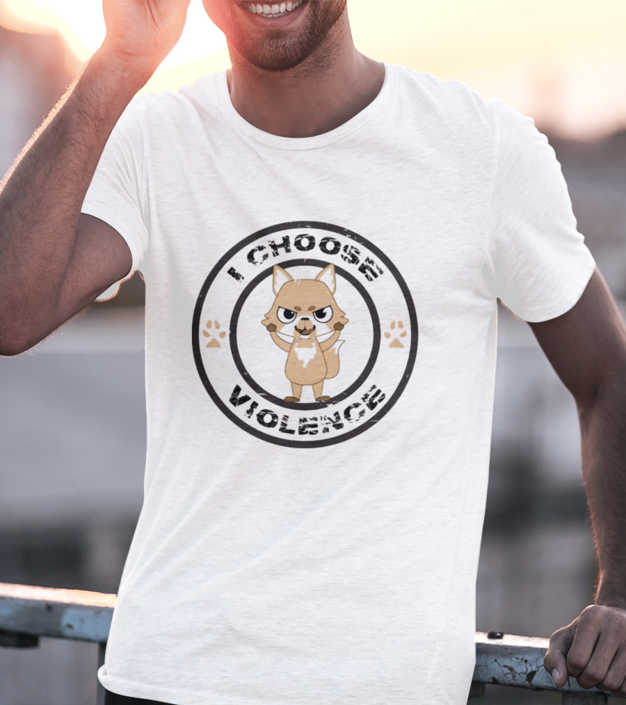 I Choose Violence Angry Fox With Paw Prints T-Shirt