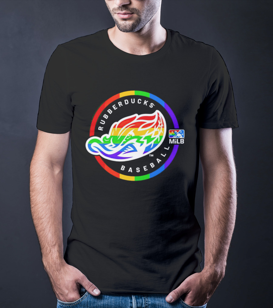 Akron RubberDucks Baseball MiLB Pride Logo Rainbow T-Shirt