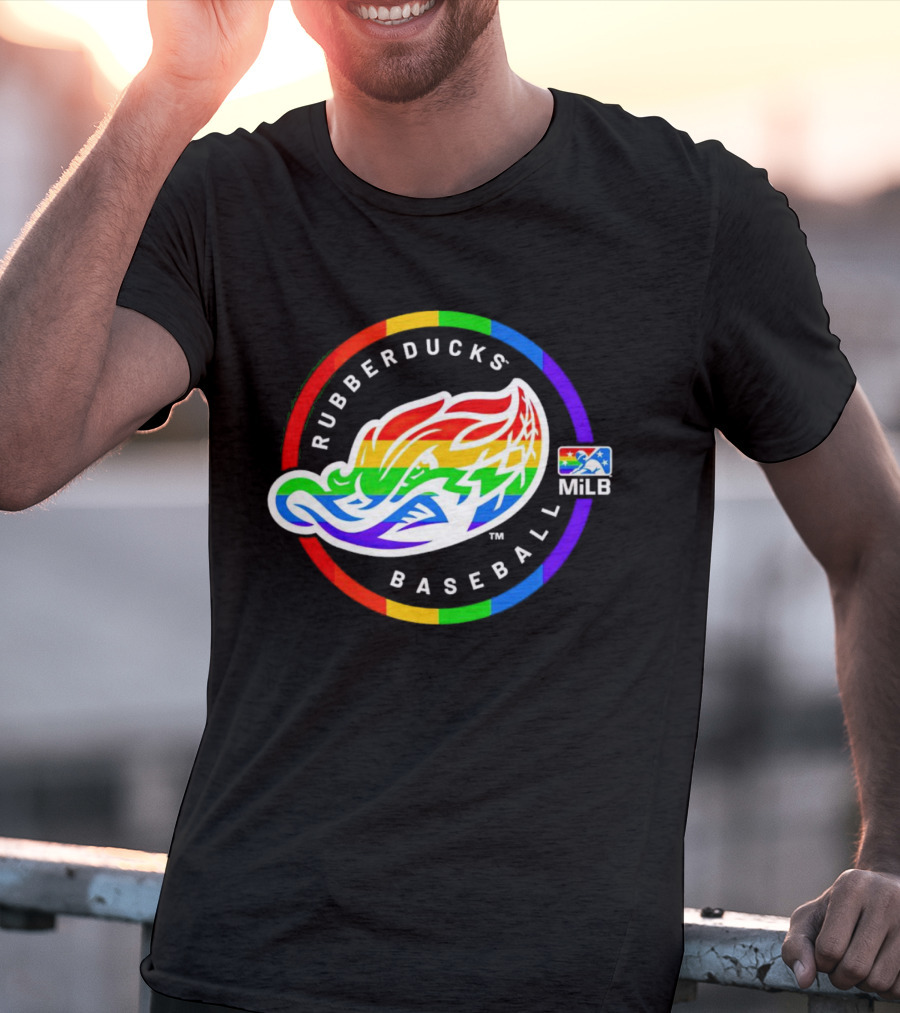 Akron RubberDucks Baseball MiLB Pride Logo Rainbow T-Shirt