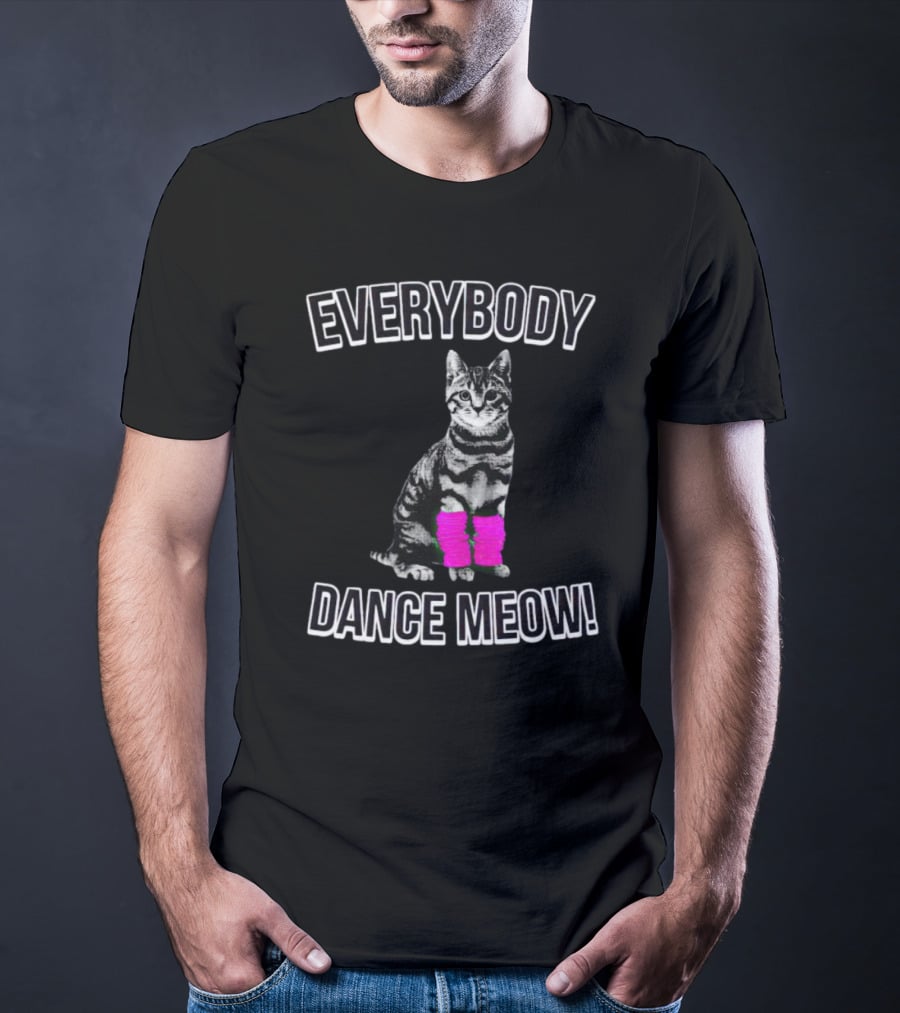 Everybody Dance Meow Cat With Pink Leg Warmers T-Shirt