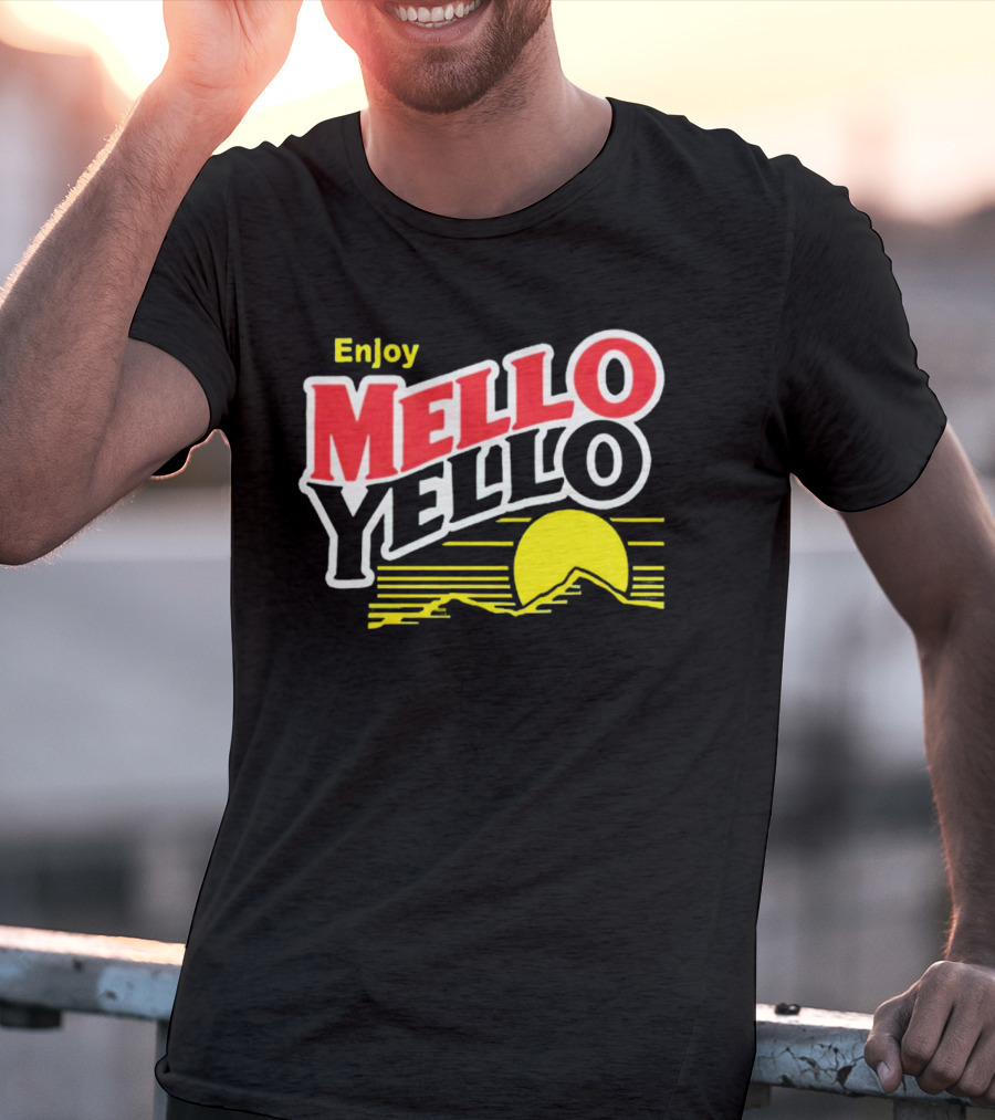Enjoy Mello Yello Retro Style With Sunset And Mountain T-Shirt