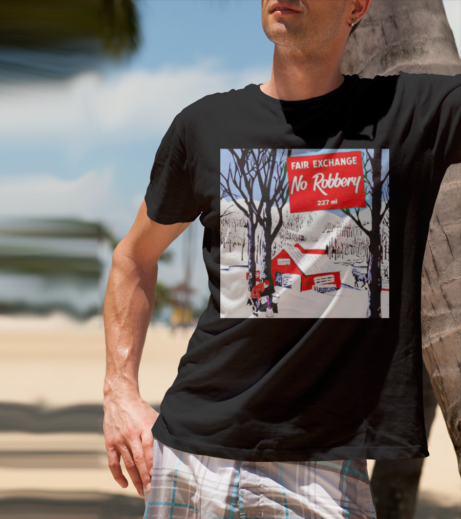 Fair Exchange No Robbery 227 Ml Winter Scene With Red Barn T-Shirt