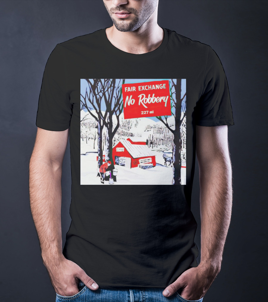 Fair Exchange No Robbery 227 Ml Winter Scene With Red Barn T-Shirt