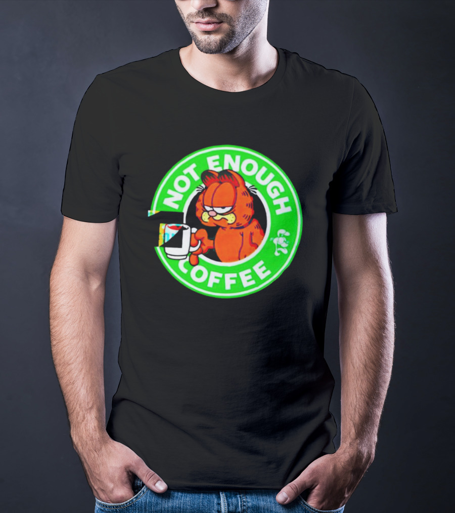 Garfield Not Enough Coffee Circular Green Badge Mood T-Shirt