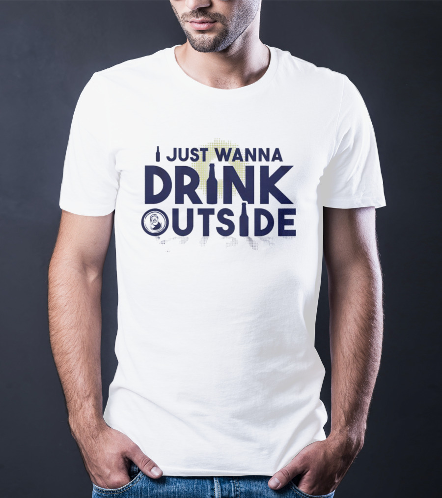I Just Wanna Drink Outside Full Moon Nighttime Beer Can And Bottle T-Shirt