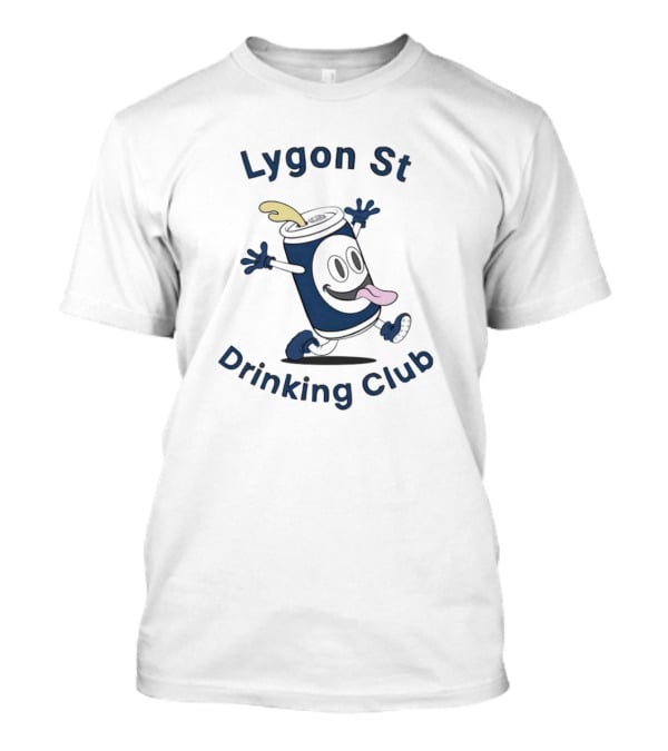 Lygon St Drinking Club Can Character With Playful Expression And Tongue Out T-Shirt