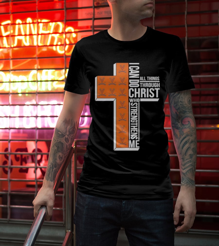 Men’s Virginia Cavaliers Christian Faith I Can Do All Things Through Christ Cross T-Shirt