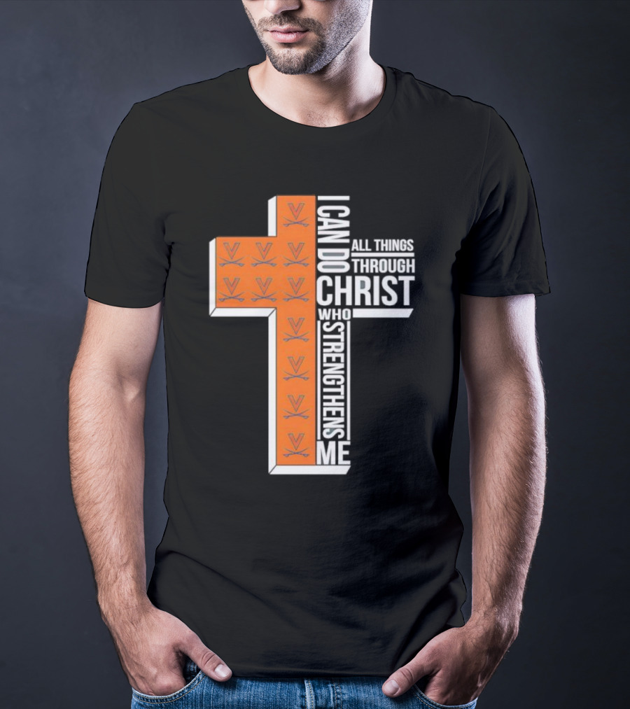 Men’s Virginia Cavaliers Christian Faith I Can Do All Things Through Christ Cross T-Shirt