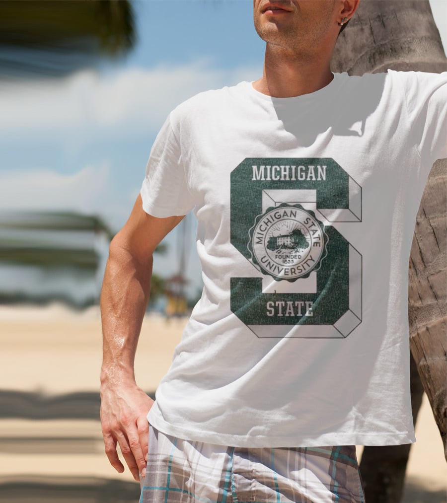 Michigan State University Vintage Seal Large S Emblem T-Shirt