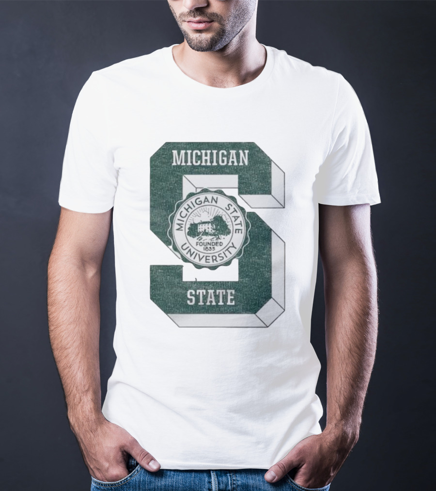 Michigan State University Vintage Seal Large S Emblem T-Shirt