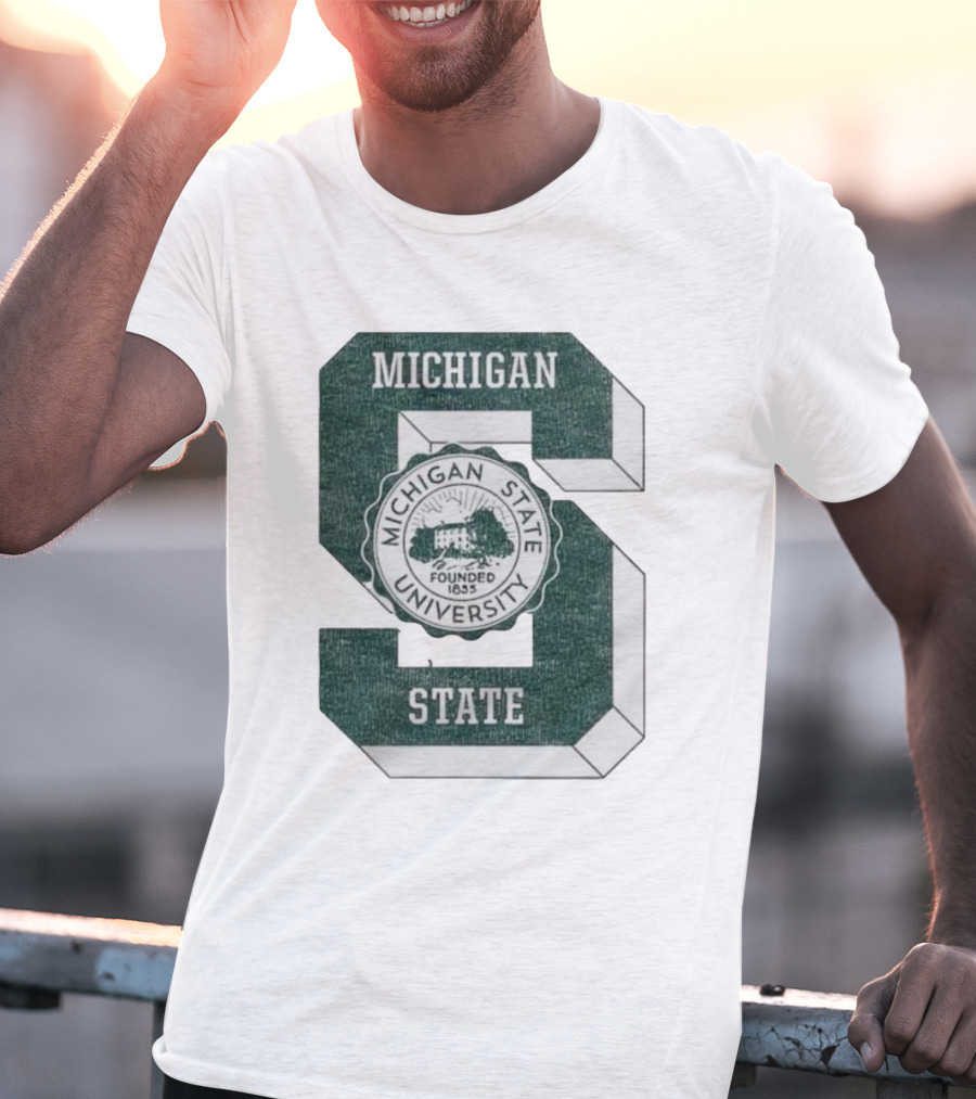 Michigan State University Vintage Seal Large S Emblem T-Shirt