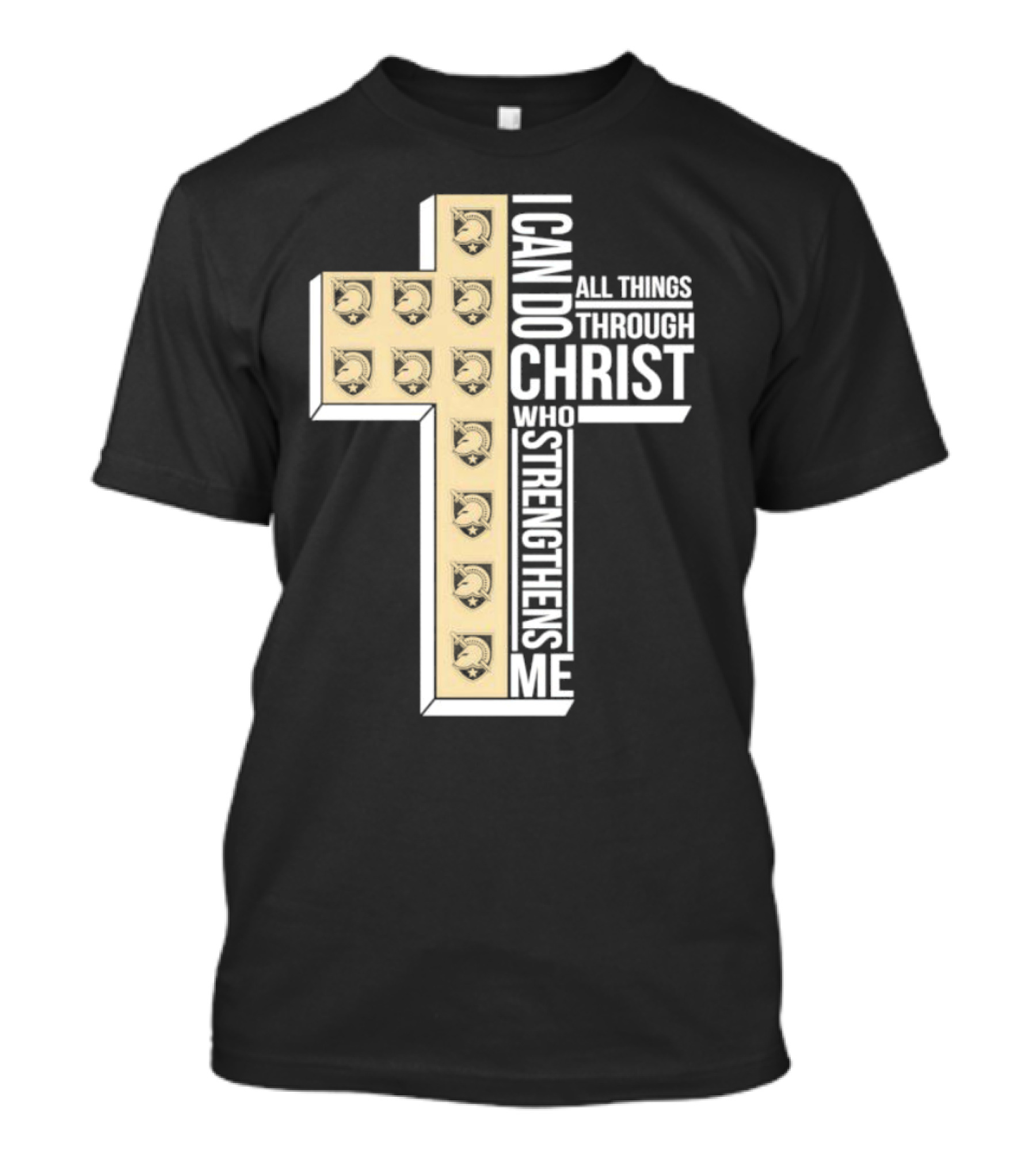 Black Knights I Can Do All Things Through Christ Who Strengthens Me Cross T-Shirt
