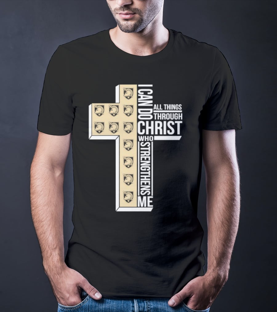 Black Knights I Can Do All Things Through Christ Who Strengthens Me Cross T-Shirt