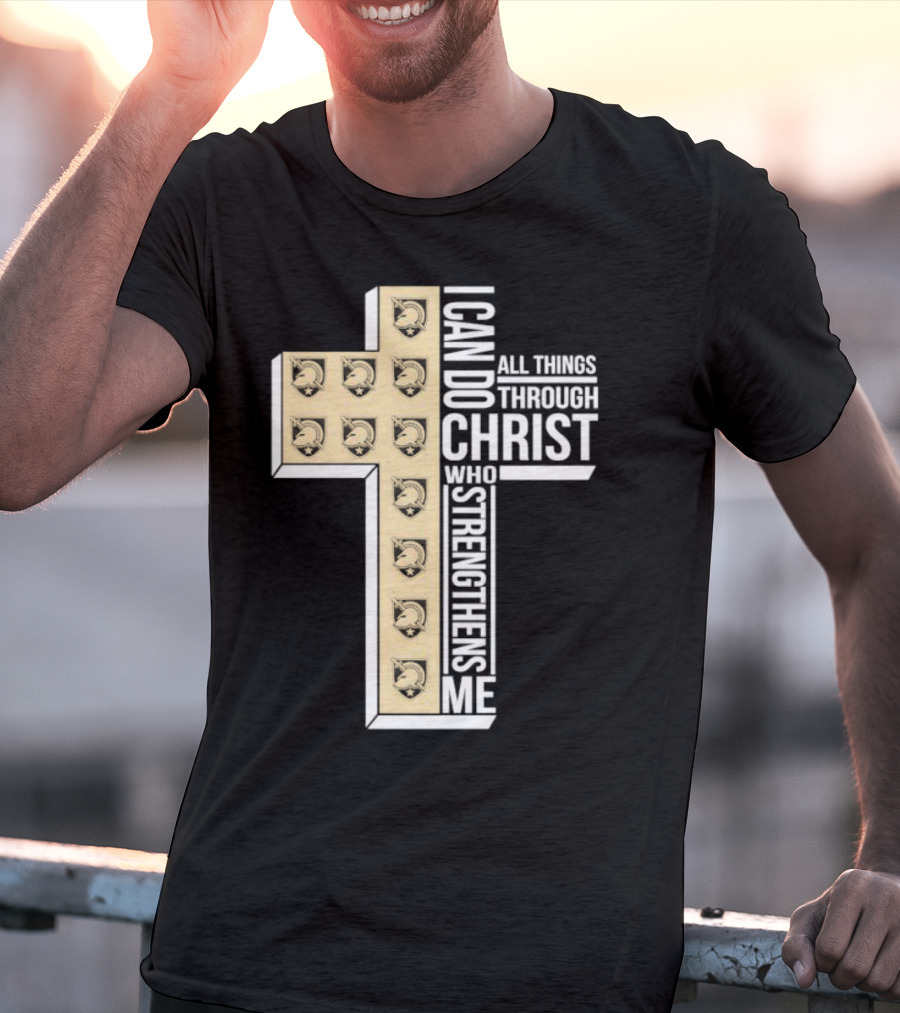 Black Knights I Can Do All Things Through Christ Who Strengthens Me Cross T-Shirt