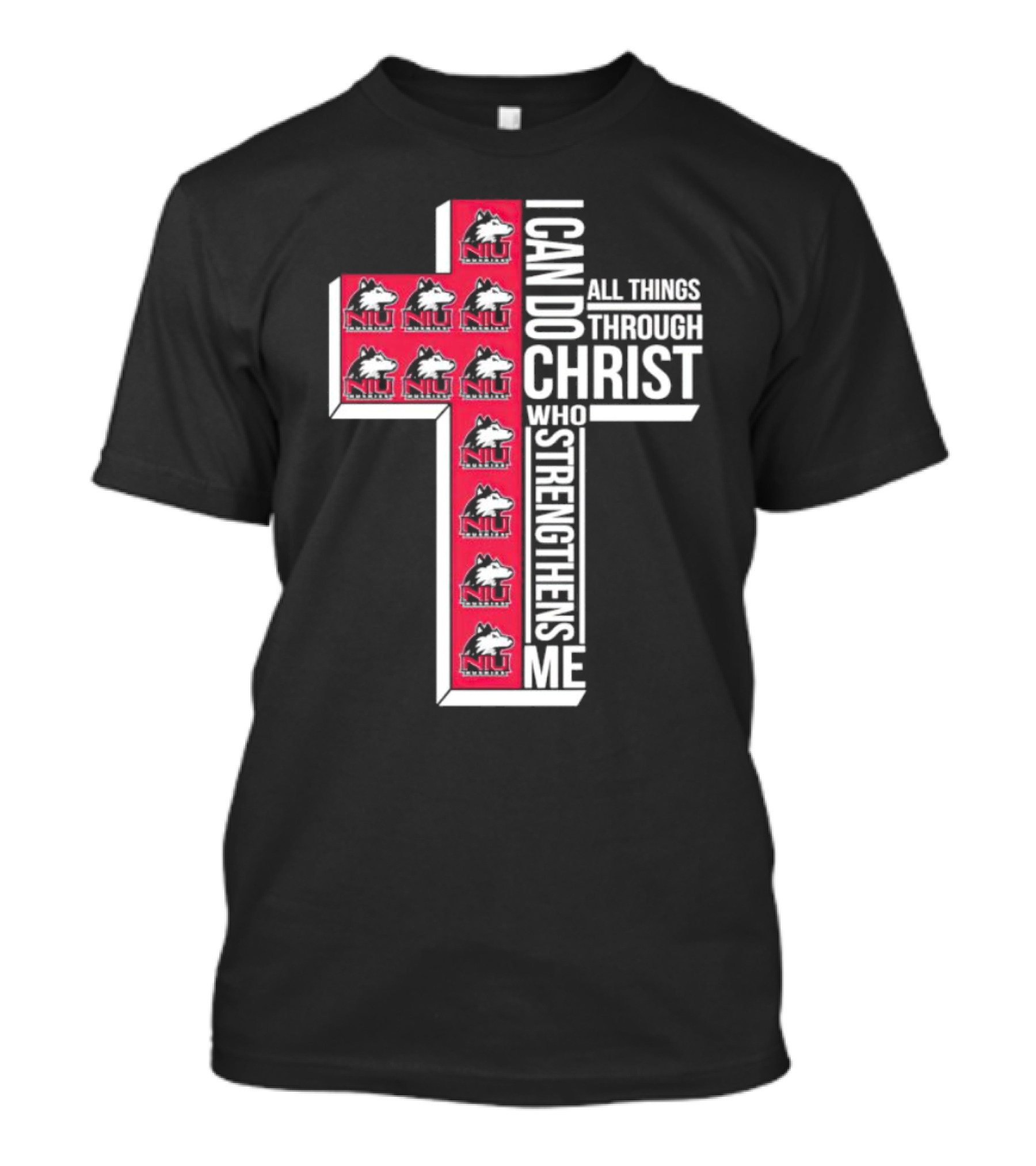 NIU Huskies I Can Do All Things Through Christ Who Strengthens Me Cross T-Shirt