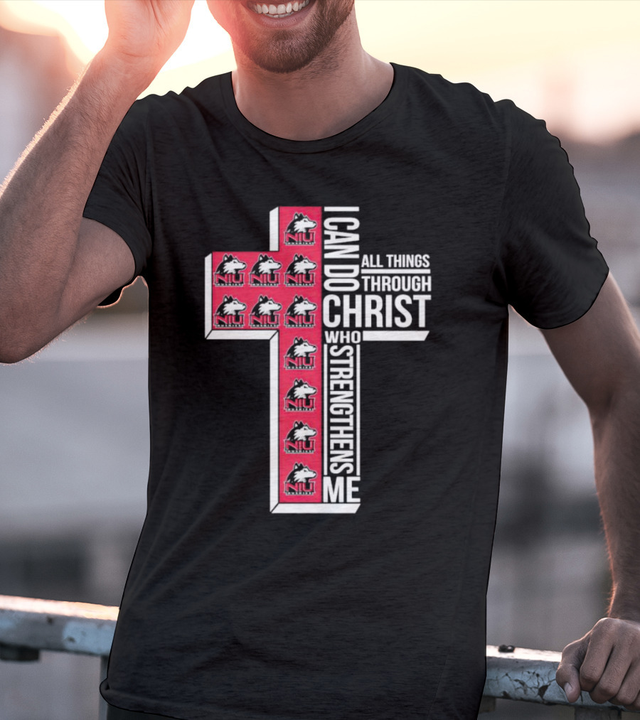 NIU Huskies I Can Do All Things Through Christ Who Strengthens Me Cross T-Shirt