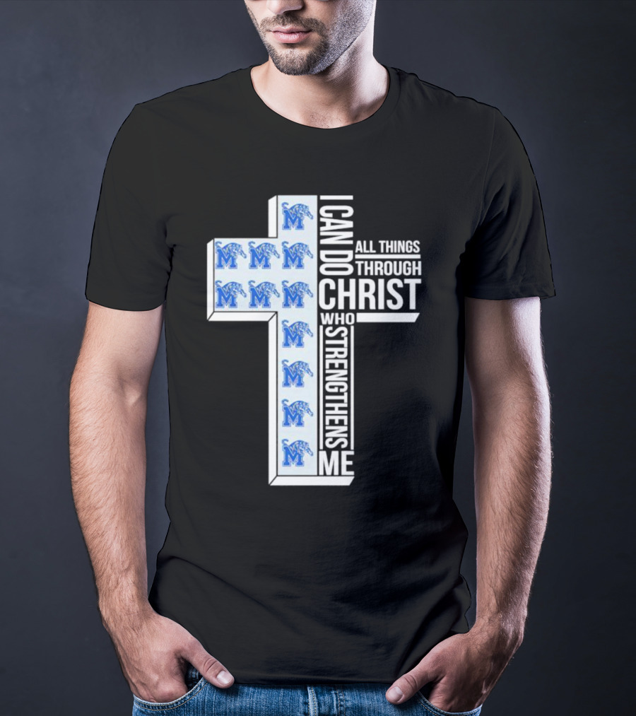 Memphis Tigers I Can Do All Things Through Christ Who Strengthens Me Cross T-Shirt