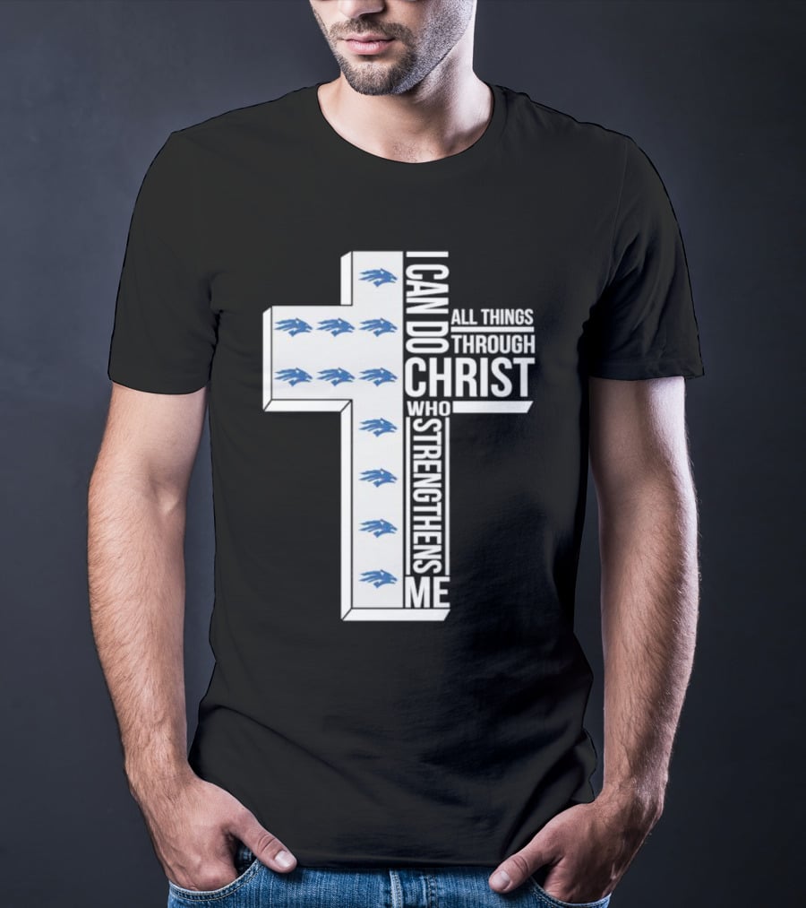 Nevada Wolf Pack I Can Do All Things Through Christ Who Strengthens Me Cross T-Shirt