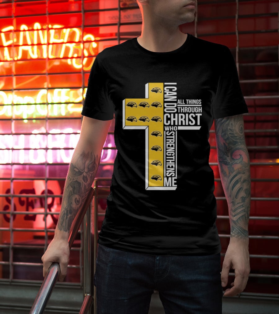 Southern Miss Golden Eagles I Can Do All Things Through Christ Who Strengthens Me Cross T-Shirt