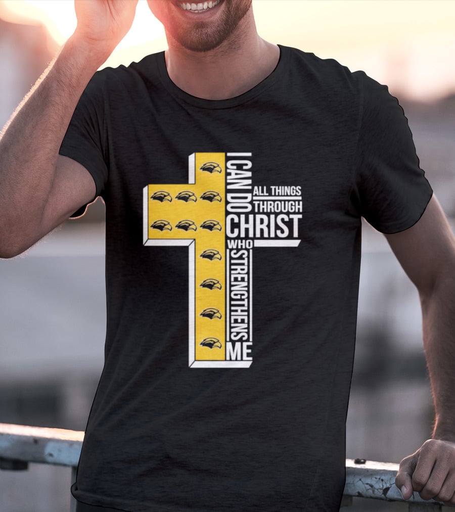 Southern Miss Golden Eagles I Can Do All Things Through Christ Who Strengthens Me Cross T-Shirt