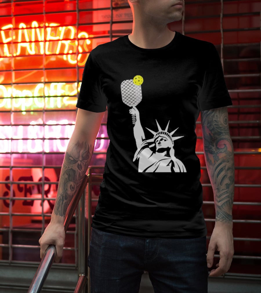Statue Of Liberty With Pickleball Paddle And Ball T-Shirt
